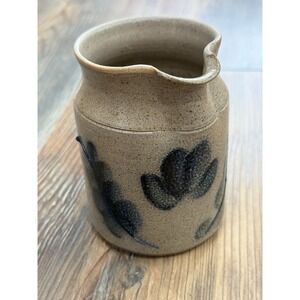 VTG SRI Glaze Art Pottery 4.0" Pitcher w/ Cobalt Flowers